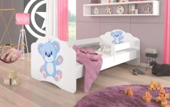 Postel s matrací a zábranou CASIMO BLUE BEAR 140x70 bílá (78 x 58) cm