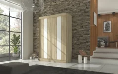 Posuvná skříň s lacobelem KAREN 150 sonoma (kód 150+A277) (150 x 215) cm – 10 polic pro přehledné uložení