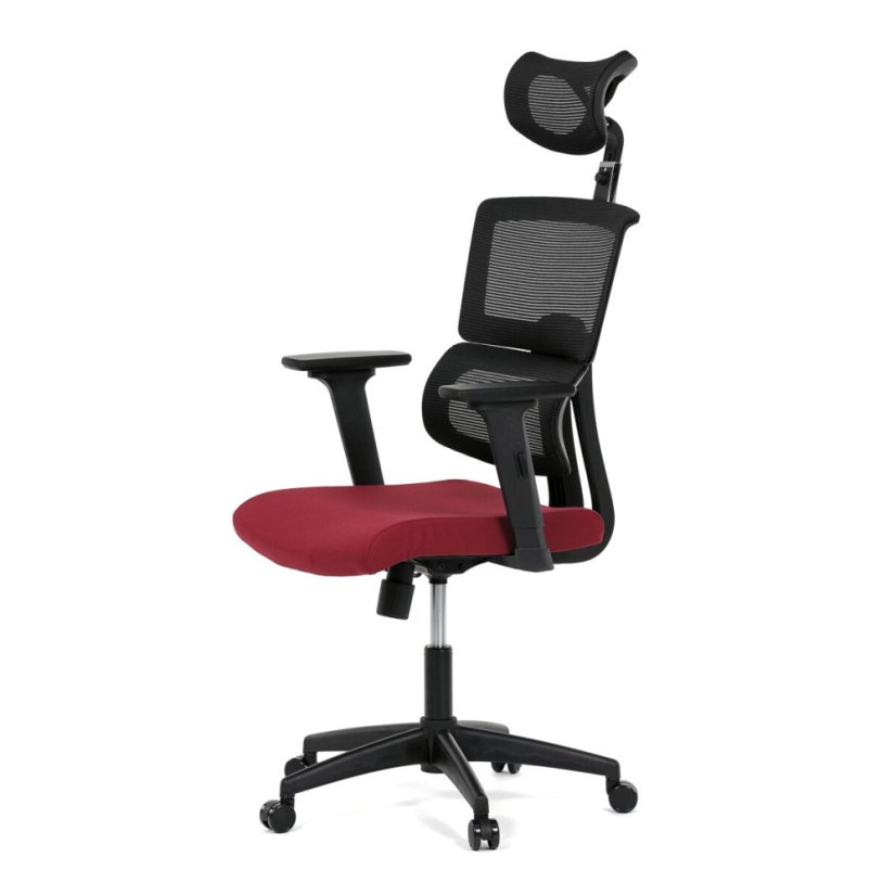 Kancelářská židle, houpací mechanismus, červená síťovina, KA-B1025 BOR