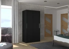 Posuvná skříň ASTEN 100 černá (100 x 200) cm – 5 polic pro přehledné uložení