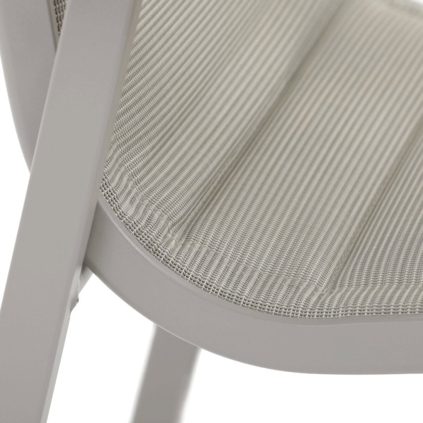 Židle zahradní béžový textilen, hliník, béžová barva, područky polywood v dekoru dubu