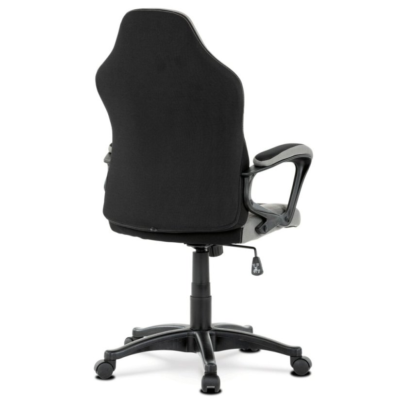 Kancelářská a herní židle, potah růžová, šedá a černá látka, houpací mechanismus