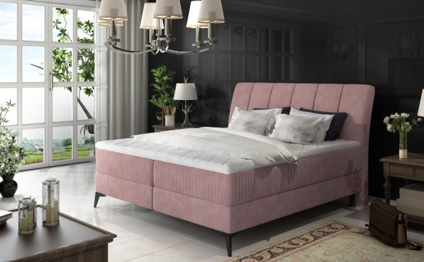 Kontinentální postel Boxspring ADELINE růžová - Vyberte rozměry: 140 x 200 cm