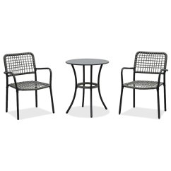 Balkónový set 1+2, stůl 60x60, židle umělý ratan barva antracit,  kov antracit
