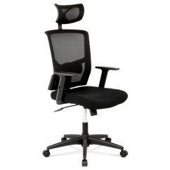 Kancelářská židle s podhlavníkem, látka mesh černá, houpací mechanismus