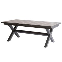 Stůl zahradní rozkládací, keramická deska v dekoru dub 200+60x100x77 cm, hliníková konstrukce