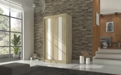 Skříň posuvná se zrcadlem KAREN 120 sonoma – varianta 2 (120 x 215) cm – 6 polic pro přehledné uložení