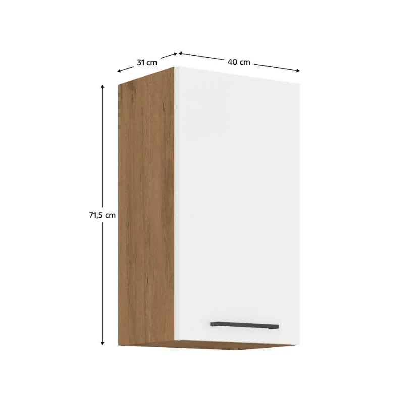 Horní skříňka VEGA 40 G-72 1F, dub lancelot / bílá extra vysoký lesk HG (40 x 71,5) cm