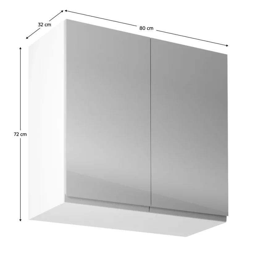 Horní skříňka AURORA G80, bílá / šedý extra vysoký lesk