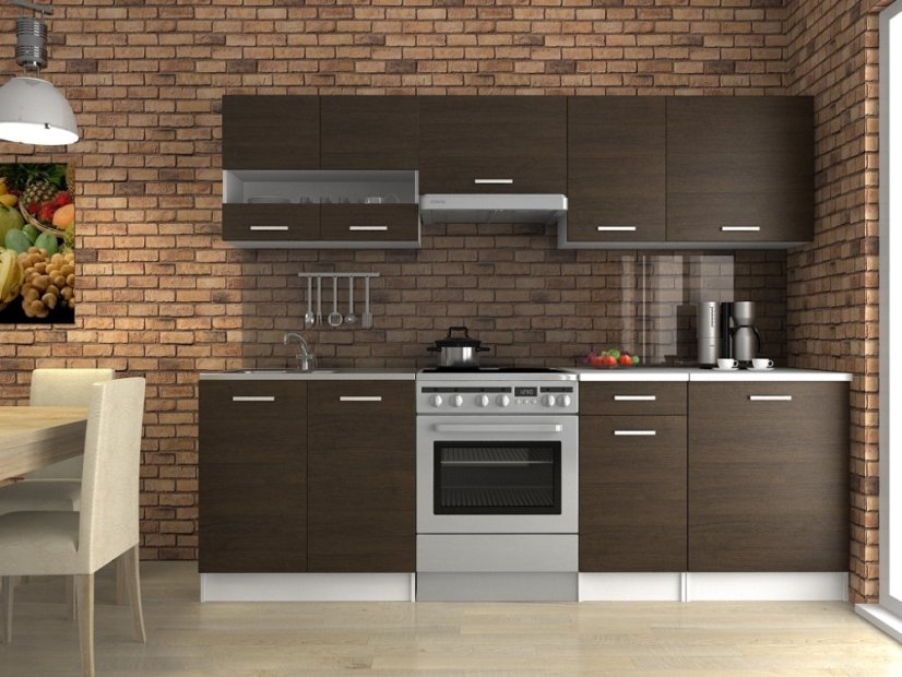 Kuchyňská linka LUSSI III 240 wenge – ucelená sestava spodních i horních skříněk