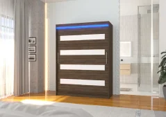 Posuvná skříň s lacobelem a LED osvětlením MARTINEZ 150 choco – varianta 2 (150 x 200) cm