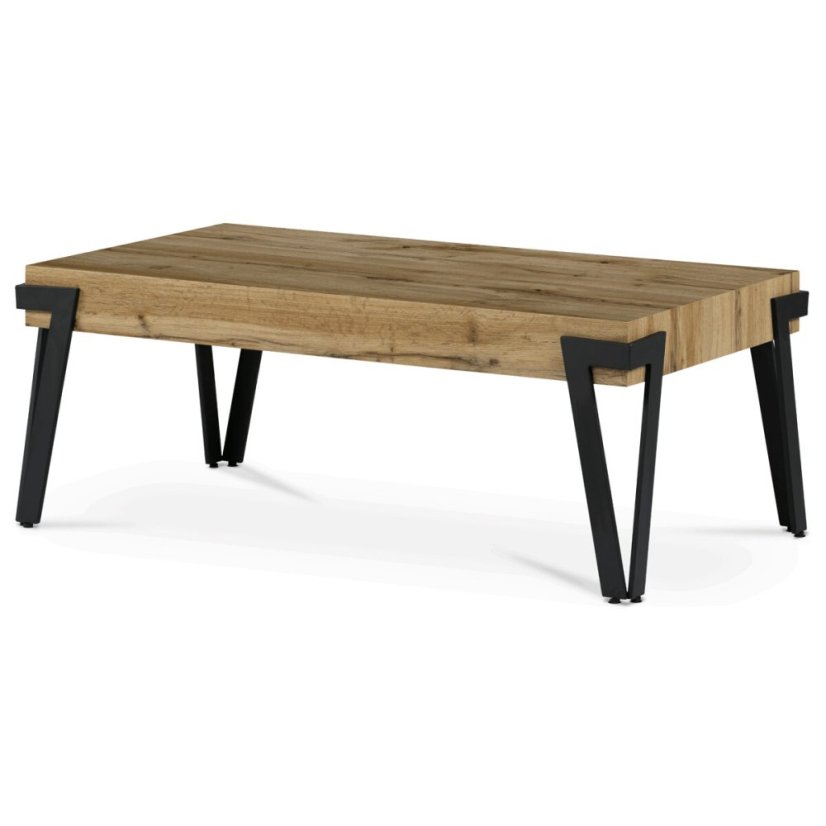 Konferenční stolek, 112x62x43 cm, deska MDF, dekor divoký dub, kov - černý mat - Dekor: Divoký dub