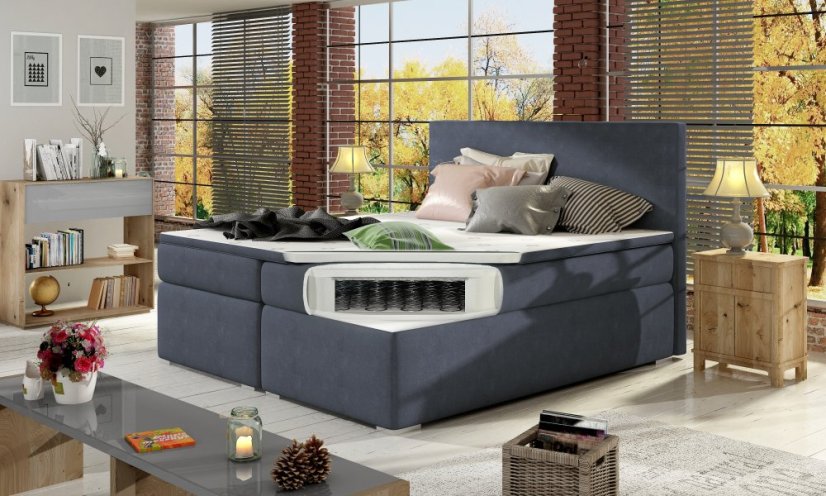 Kontinentální postel Boxspring DIANA šedá - Vyberte rozměry: 180 x 200 cm