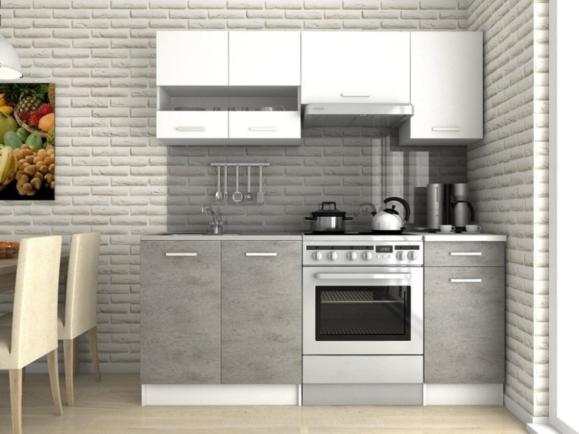 Kuchyňská linka LUSSI III 180x120 bílá / beton