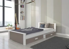 Postel ALDEX 180x80 – hříbková bílá (86 x 72) cm – 2 zásuvky na lůžkoviny místo další komody