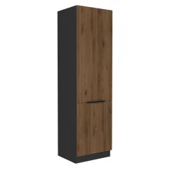 Skříňka na vestavnou chladničku, ořech okapi/černá, MENZO 60 LO-210 2F
