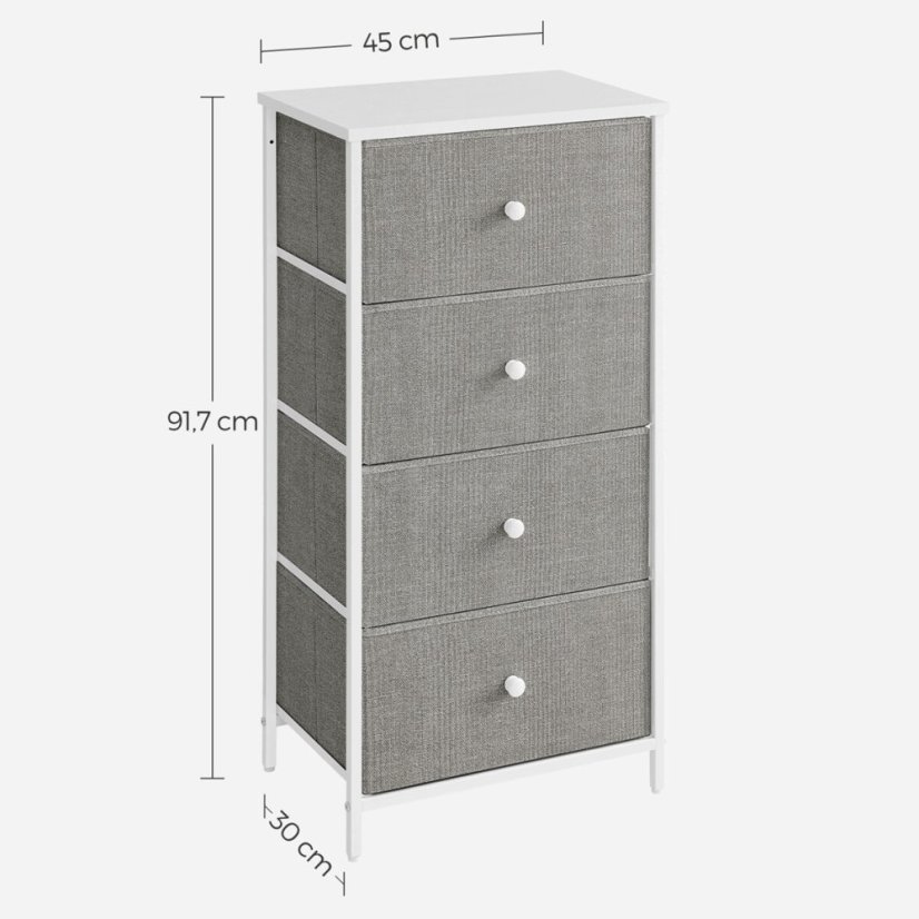 Komoda 45x30x92cm, mdf, šedá, AUK-E1031 GREY - Barva: bílá#eup349561euv2