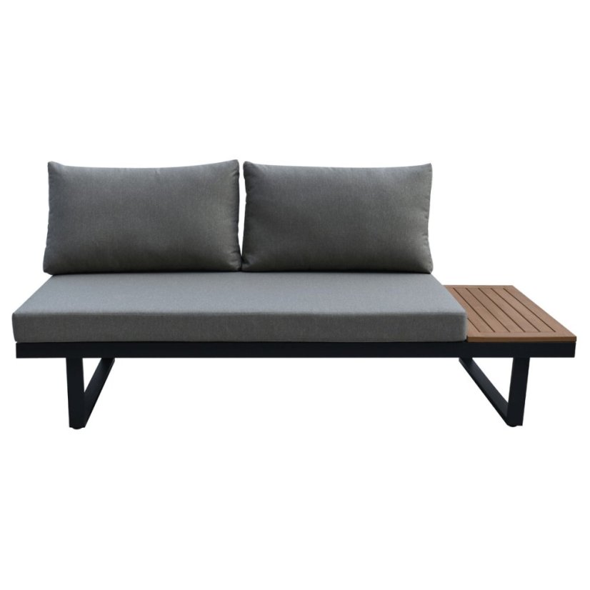 Zahradní set šedý textilen, hliník, šedá barva, polywood světle hnědá barva