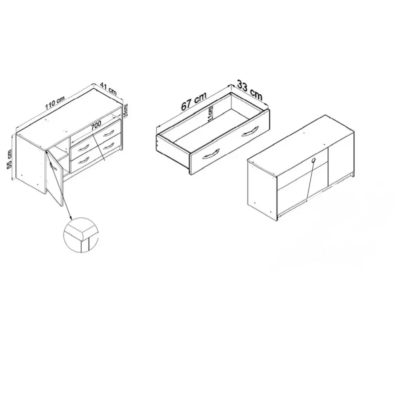 RTV stolek ROBI 110 bílá*