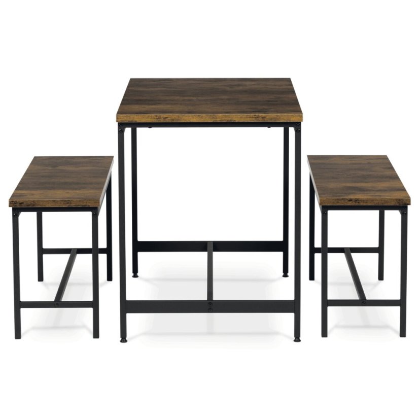 Jídelní set 1+2, rozměr stolu 110x60x75, rozměr lavice 98x30x47, MDF, barva staré dřevo
