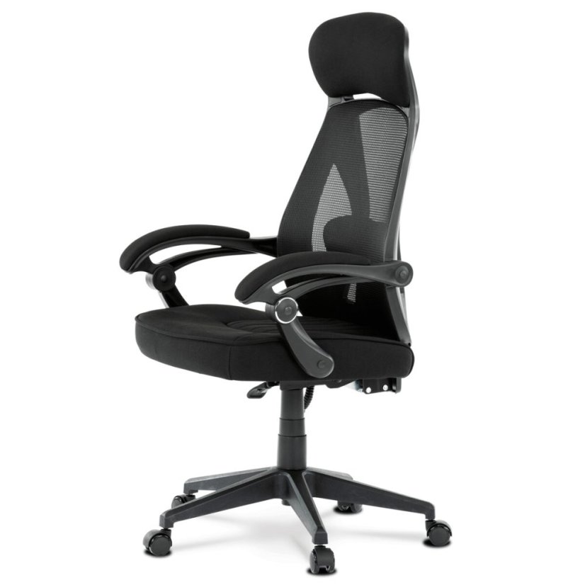 Kancelářská židle, potah černá látka a černá síťovina MESH, PC mech. s aretací