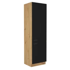 Potravinová skříňka Monro 60 DK-210 2F, černý mat / dub artisan (60 x 210) cm