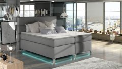 Kontinentální postel Boxspring MADEIRA šedá ekokůže