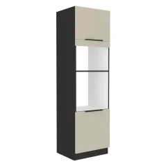 Vysoká skříňka na troubu a mikrovlnou troubu ARAKA 60 DPM-210 2F, kašmír/černá (60 x 210) cm
