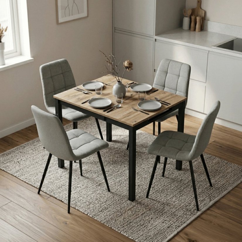 Jídelní stůl rozkládací 60-90x60 cm, melamin, dub, GDT-206 OAK - Barva (vyberte): hnědá - Barva (vyberte): hnědá#eup349726euv2