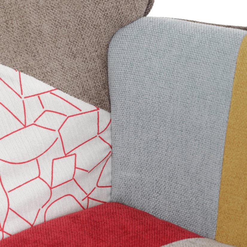 Křeslo ušák, vícebarevná, látka, AK-305B PW2 - Barva: patchwork#eup349589euv1