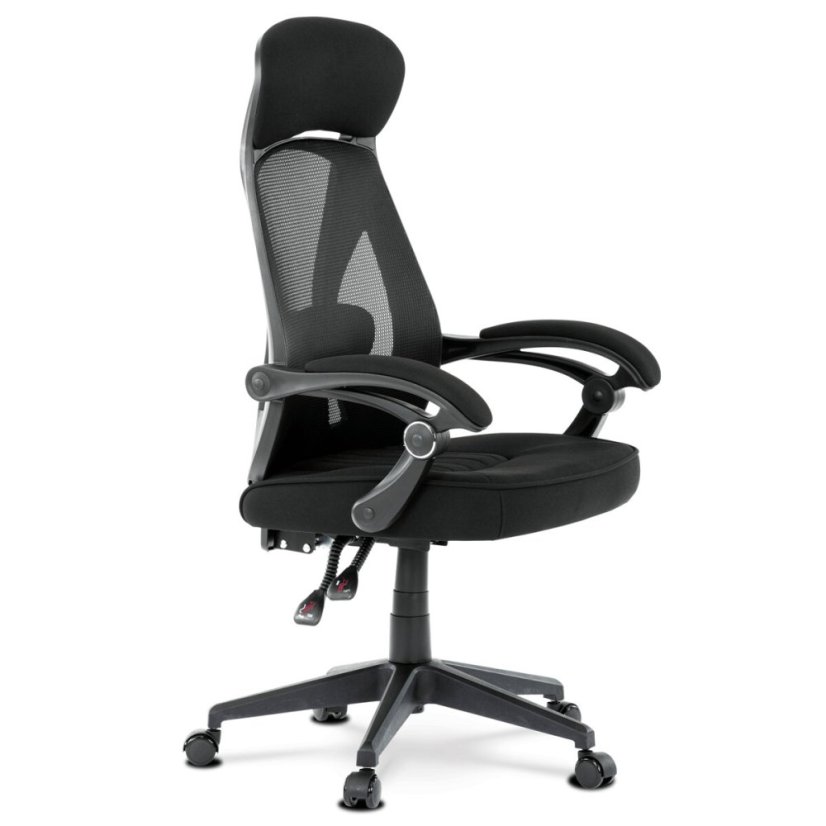 Kancelářská židle, potah černá látka a černá síťovina MESH, PC mech. s aretací