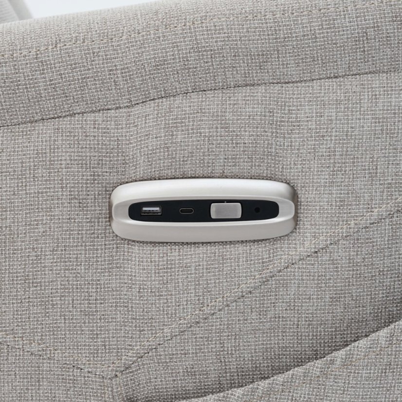 Křeslo polohovací masážní s výhřevem, 8bodová vibrační masáž, zvedací systém, USB, krémová látka