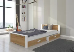 Postel ALDEX 200x90 – artisan (99 x 72) cm – 2 zásuvky na lůžkoviny místo další komody