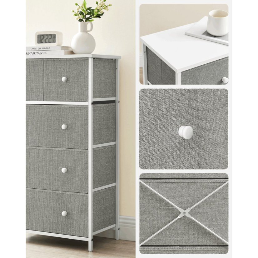 Komoda 56x30x93cm, kov, šedá, AUK-E1051 GREY - Barva: bílá#eup349564euv2