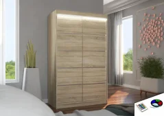 Posuvná skříň s LED osvětlením BENISSO 120 sonoma (120 x 200) cm – 6 polic pro přehledné uložení