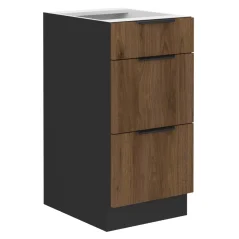 Spodní skříňka MENZO 40 D 3S BB, ořech okapi/černá (40 x 82) cm