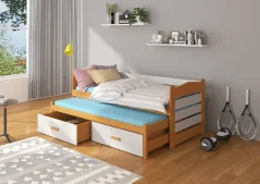 Postel dvojitá TIARRO 180x80 olše (87 x 80) cm – 2 zásuvky na lůžkoviny místo další komody