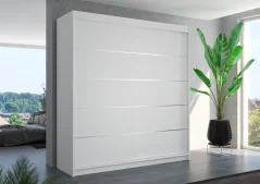Skříň s posuvnými dveřmi ESTEVA 200 bílá (200 x 215) cm – 11 polic pro přehledné uložení