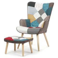 Křeslo ušák, vícebarevná, látka, AK-305B PW2