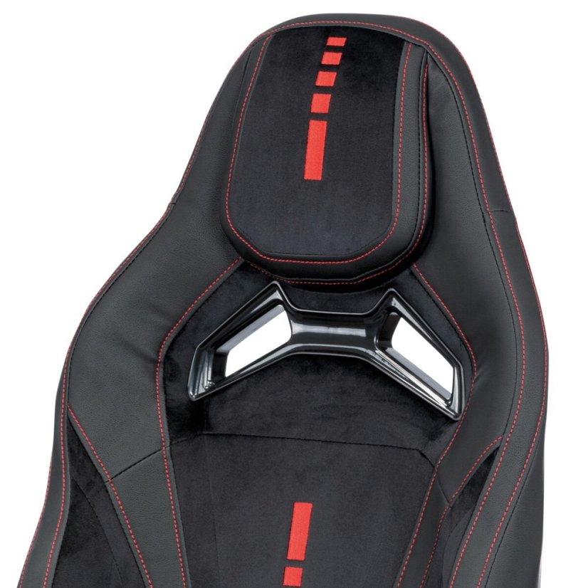 Herní křeslo ERACER, černá sametová látka a ekokůže, houpací mechanismus, opěrák