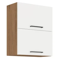 Horní skříňka VEGA 60 GU-72 2F, dub lancelot / bílá extra vysoký lesk HG (60 x 71,5) cm
