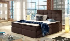 Kontinentální postel Boxspring INNA hnědá ekokůže – výška sedu 50 cm