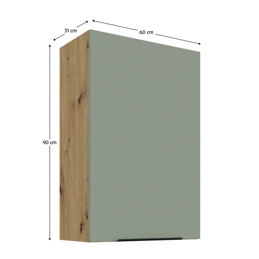 Horní skříňka ARSANY 60 G-90 1F, aquamarine/dub artisan (60 x 90) cm