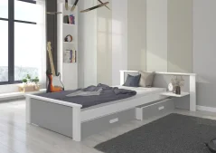 Postel ALDEX SHELF 180x80 – světle šedá (139 x 72) cm – 2 zásuvky na lůžkoviny místo další komody