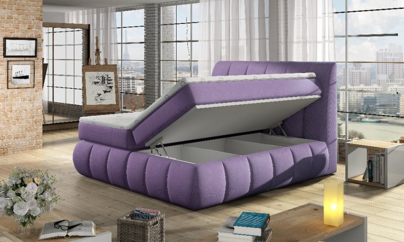 Kontinentální postel Boxspring RAVIOLI šedá - Vyberte rozměry: 140 x 200 cm