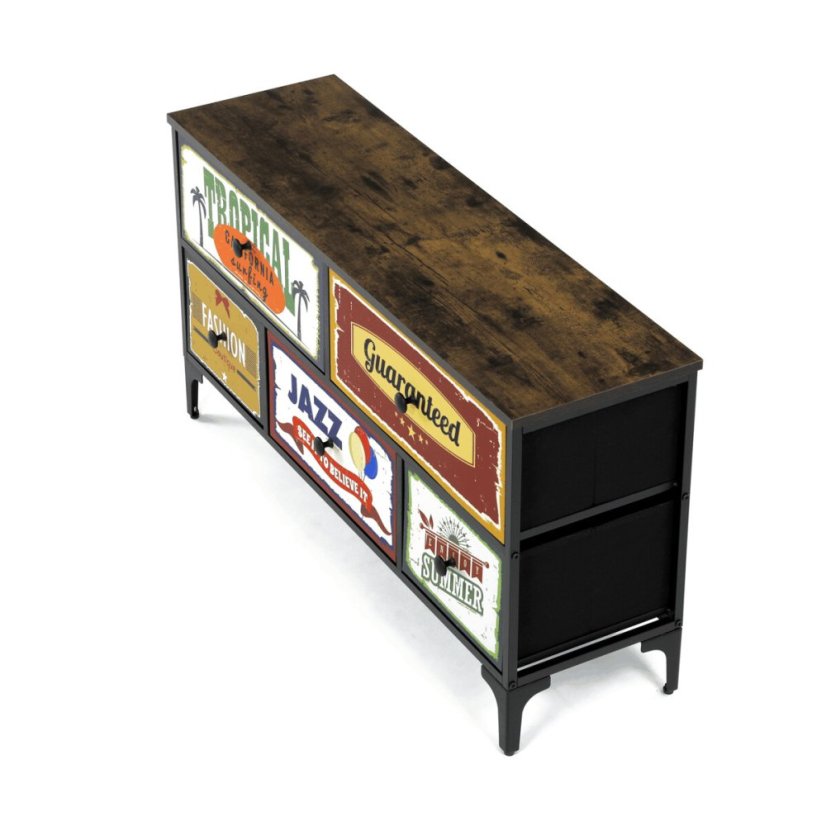 Komoda 103x30x56cm, mdf, vícebarevná, AUK-W2103 BK