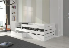 Postel BEMMA 200x90 bílá (97 x 63) cm – 2 zásuvky na lůžkoviny místo další komody