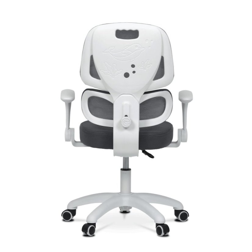 Dětská židle, výškově nastavitelná, šedá síťovina, KA-K1063 GREY