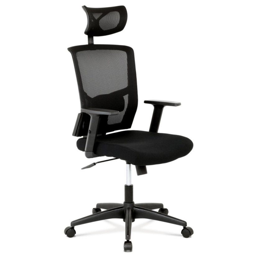 Kancelářská židle s podhlavníkem, látka mesh černá, houpací mechanismus