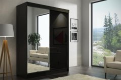 Šatní skříň SALSA 150 černá (150 x 216) cm – posuvné dveře šetří místo